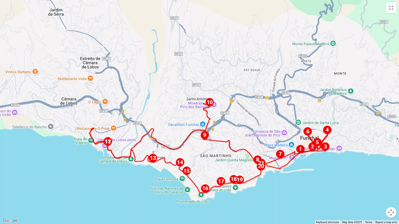 City Sightseeing Funchal Hop On Hop Off Bus Tour Funchal Map 